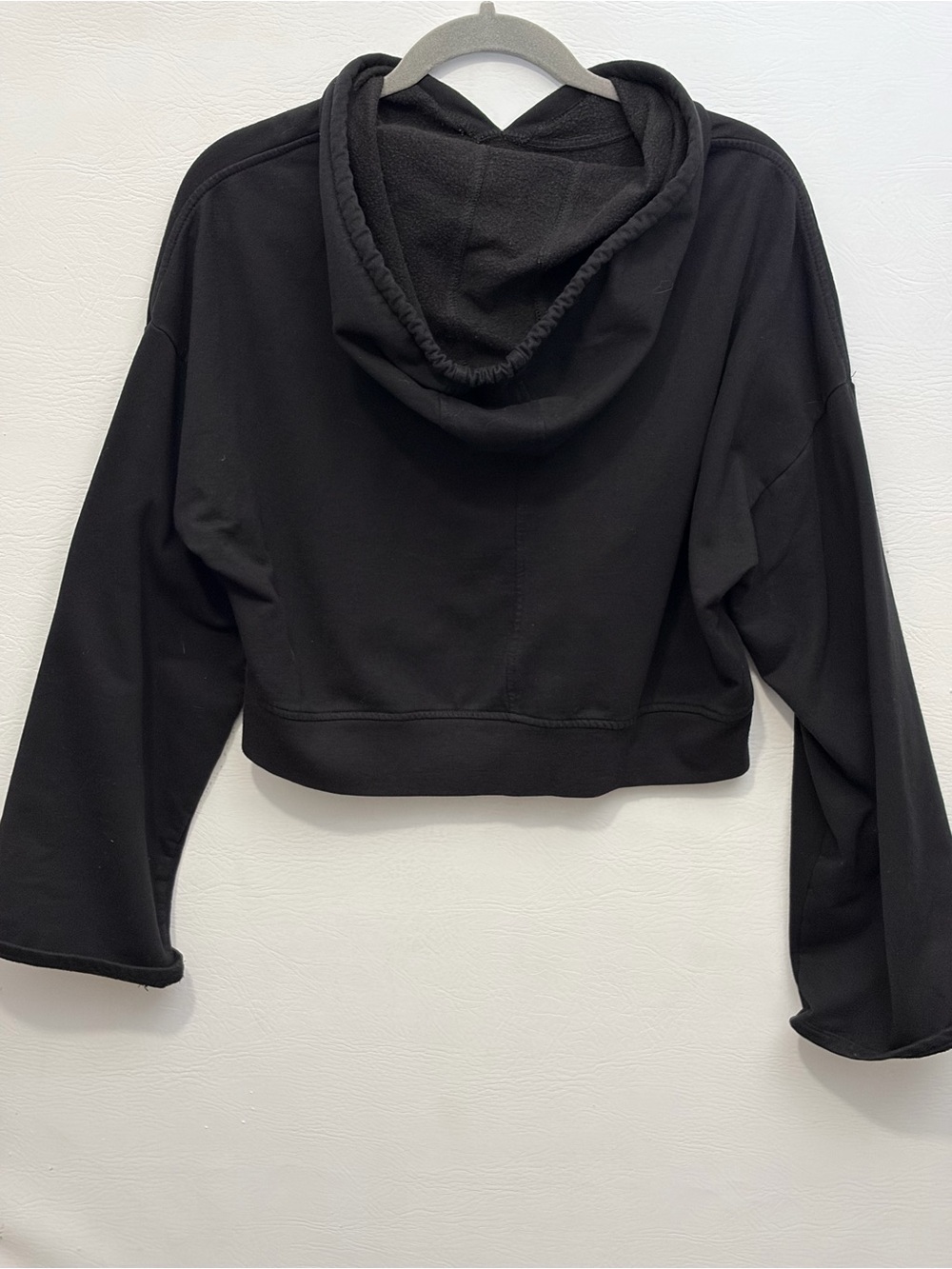 Guess Black Cropped Athletic Hoodie Bell Sleeve XS - Picture 2 of 8